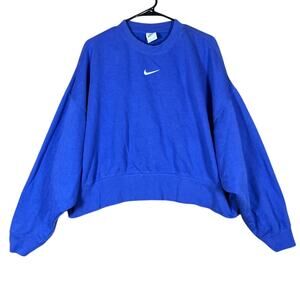 Nike Womens Sweatshirt Blue Phoenix Fleece Oversized Crew Neck Long Sleeve M